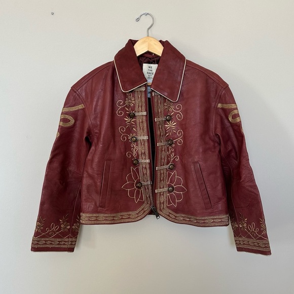 Free People We The Free Lana Leather Jacket in Brick Wall - Picture 6 of 16